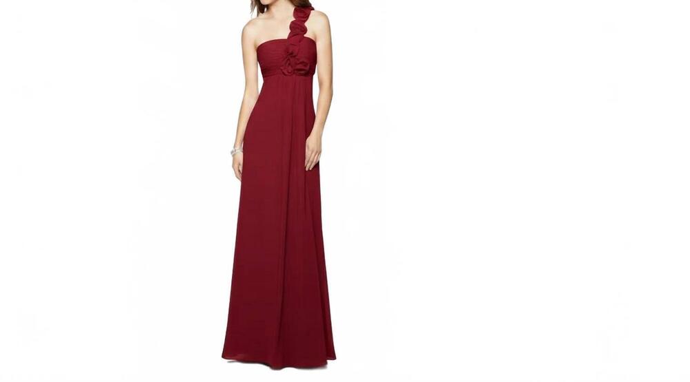 NEW LAST DRESS one-shoulder chiffon gown in red